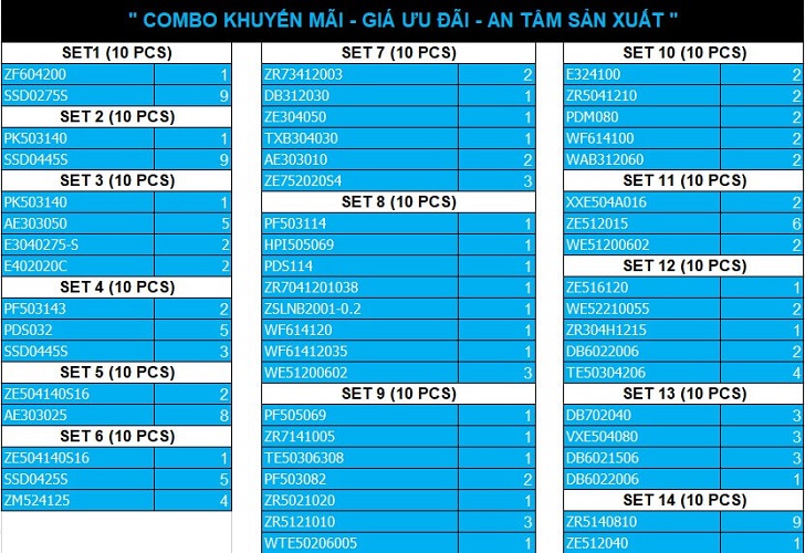 COMBO KHUYEN MAI WIDIN